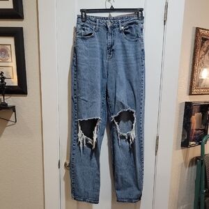 Wild Fable Blue Distressed Flare Jeans